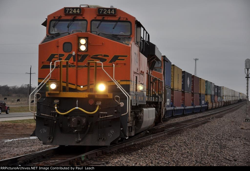 Eastbound stack train comes out of the siding